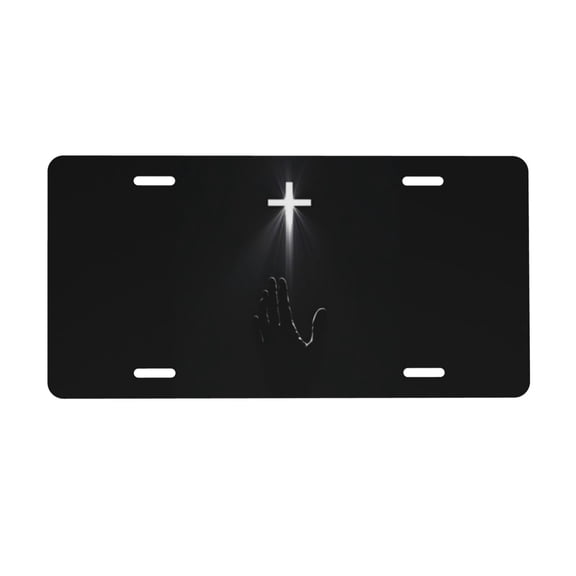 Jesus Cross License Plate, Car Front License Plates With 4 Holes, Metal Car Plate,Aluminum Novelty License Plate, 6 * 12 Inches