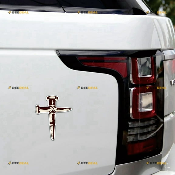 Jesus Cross Nails Christian Symbol God Christ Car Magnet Magnetic Sticker Decal - 2 Pack Glossy 4" - for Truck Door Fridge Reusable Waterproof