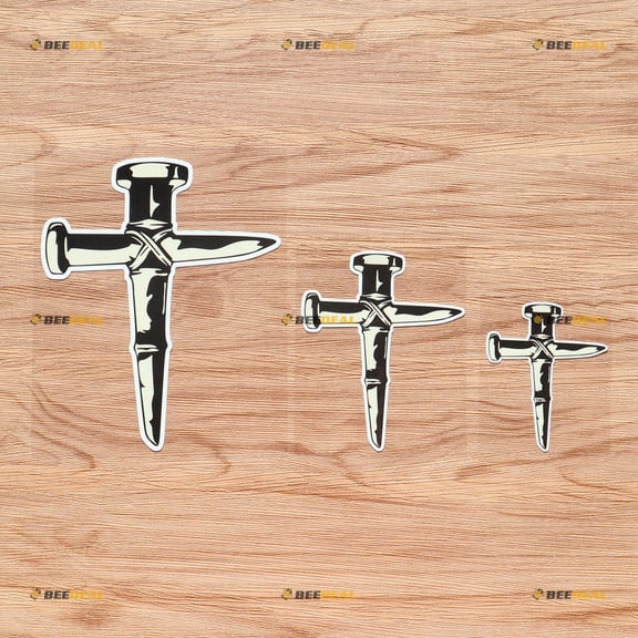 Jesus Cross Nails Christian Symbol God Christ Vinyl Decal Sticker - 3 Pack Glossy, 3 Inches, 4 Inches, 6 Inches - for Car Boat Laptop Cup Phone