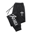 thumbnail image 1 of Jesus Cross Print Jogger Sweatpants for Men Women Christian Faith Graphic Casual Jogging Bottoms Elastic Waist Drawstring Streetwear Sweatpants with Pockets, 1 of 2