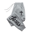 thumbnail image 1 of Jesus Cross Print Jogger Sweatpants for Men Women Christian Faith Graphic Casual Jogging Bottoms Elastic Waist Drawstring Streetwear Sweatpants with Pockets, 1 of 2