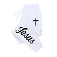 thumbnail image 1 of Jesus Cross Print Jogger Sweatpants for Men Women Christian Faith Graphic Casual Jogging Bottoms Elastic Waist Drawstring Streetwear Sweatpants with Pockets, 1 of 2