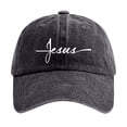 thumbnail image 1 of Jesus Cross Print Washed Baseball Cap Unisex Vintage Religious Dad Hat Adjustable Curved Brim Sun Hat Black, 1 of 3