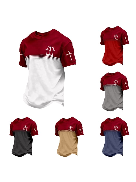 Jesus Cross T Shirts for Men Faith Christian Tees Short Sleeve Breathable Basic Tops Relaxed Fit Grey XXXL