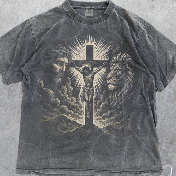 Jesus Cross Vintage 90S Style Tshirt, Retro Jesus Lion Shirt, Christian Shirts, Lord Shirt, Oversized Pump Cover DARK HEATHER Unisex S-5XL Hot Trending Shirt, Vintage Birthday Gift