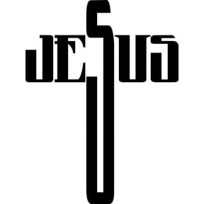 Jesus Cross Vinyl Decal Sticker | Cars Trucks Walls Vans Windows Laptops | Black | 5.5 X 4.1 Inches | KCD1827B