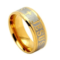 Jesus Cross Wedding Band Ring for Women or Men Gold over Stainless Steel by Ginger Lyne Collection