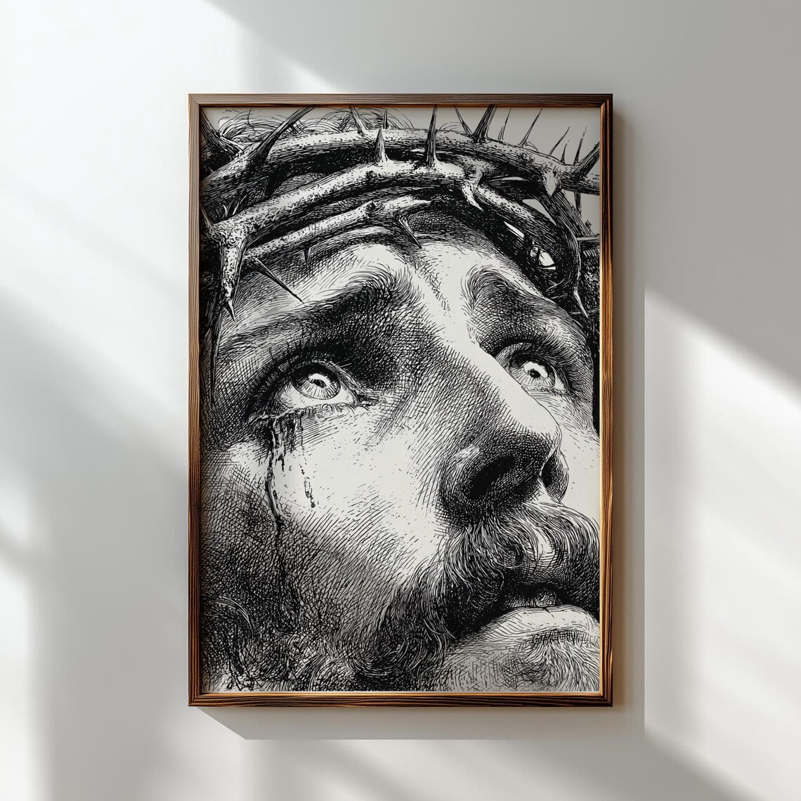 Jesus Crown Of Thorns Art Christian Portrait Religious Wall Decor Bible ...