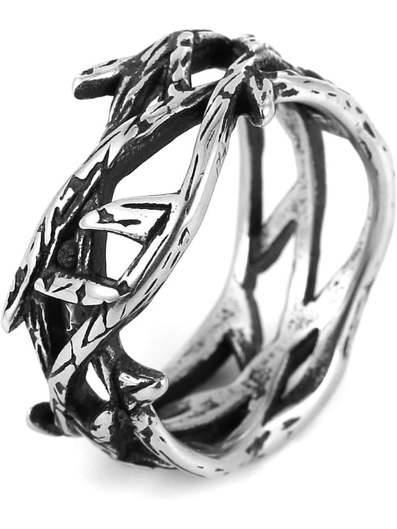 Jesus Crown of Thorns Ring for Men Gothic Stainless Steel Pinky Ring