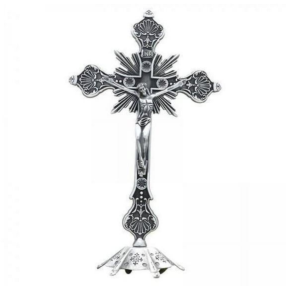 TISHITA 2xJesus Crucifix Sculpture Figurine Crucifix with Stand for Prayers Home Table