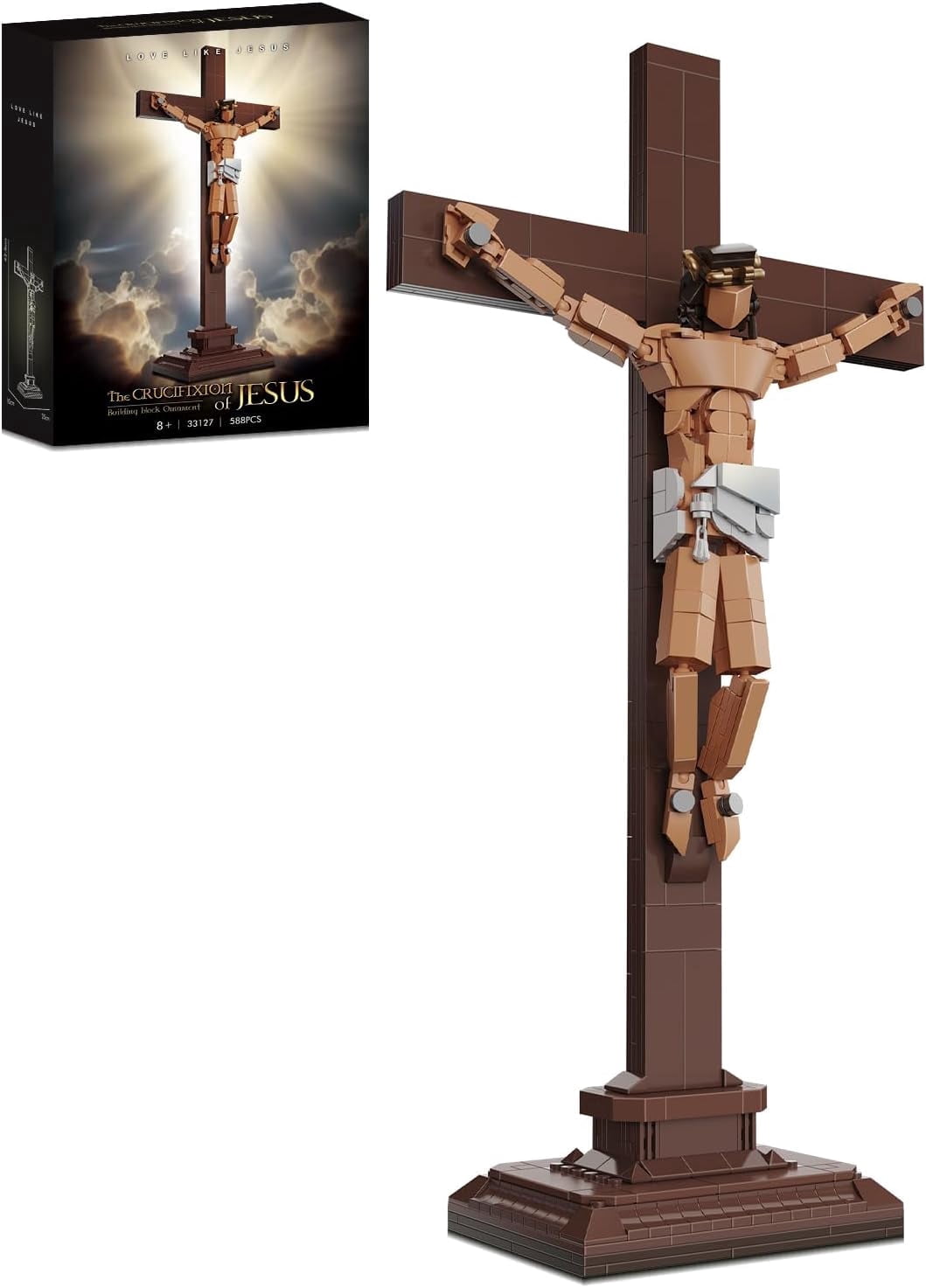 Jesus Crucifixion Building Blocks Set, Compatible Religious Christian Toy Gift for Adults, Bible Story Model for Home Church Office Decor, 588 PCS