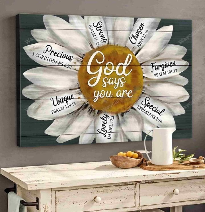 Jesus, Daisy, flower painting - God says you are Landscape poster ...