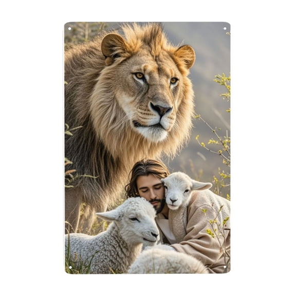 Jesus Decor Metal Sign Art Jesus Decor Tin Signs, Christian Home Decor, Religious Prayer Gifts 8 X 12 Inch