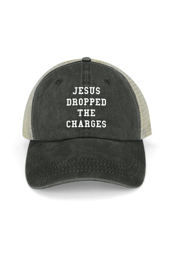 Jesus Dropped The Charges Black Baseball Cap for Men Women, Adjustable Snapback Hats Trucker Hat