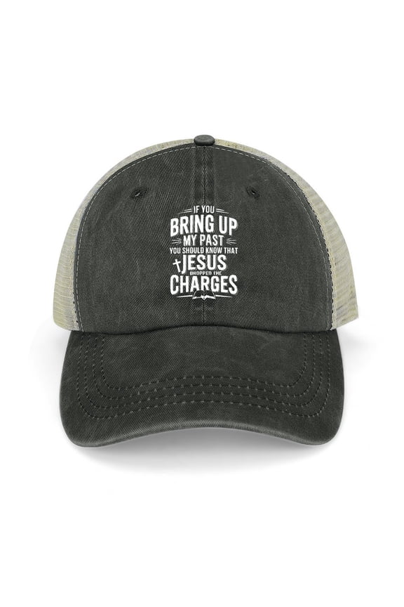 Jesus Dropped The Charges Black Baseball Cap for Men Women, Adjustable Snapback Hats Trucker Hat