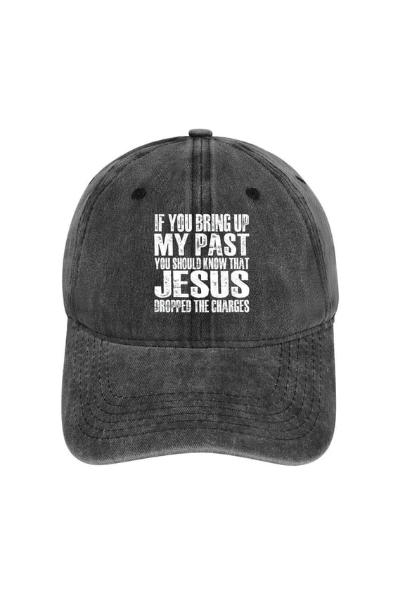 Jesus Dropped The Charges Charcoal Baseball Cap for Men Women, Adjustable Snapback Hats Cotton Hat