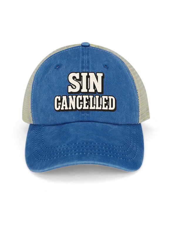 Jesus Dropped The Charges Dark Blue Adjustable Trucker Baseball Cap for Men Women, Mesh Snapback Hat