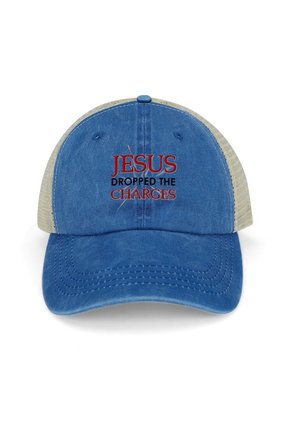 Jesus Dropped The Charges Dark Blue Baseball Cap for Men Women, Adjustable Snapback Hats Trucker Hat