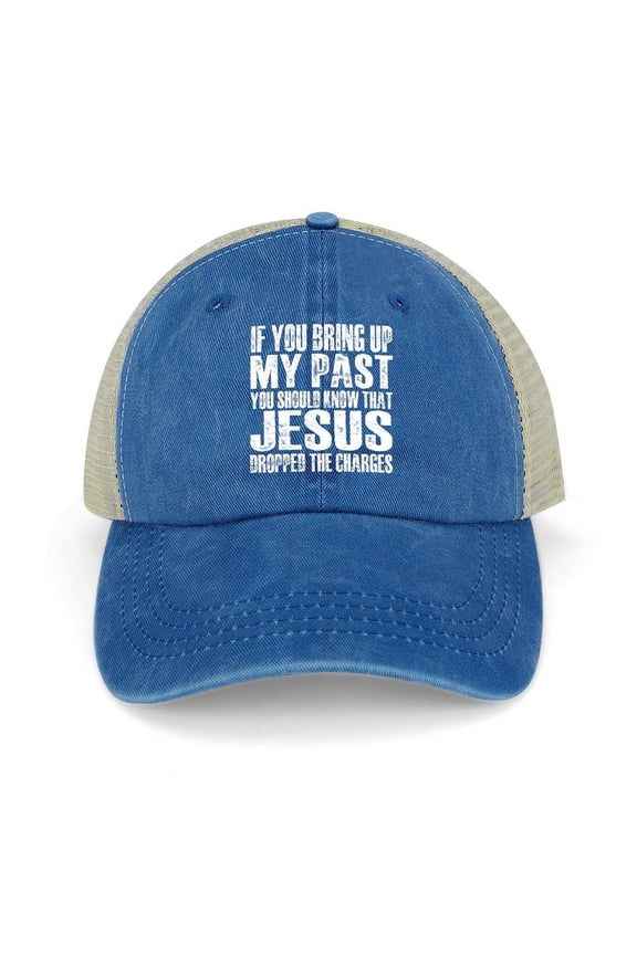 Jesus Dropped The Charges Dark Blue Baseball Cap for Men Women, Adjustable Snapback Hats Trucker Hat
