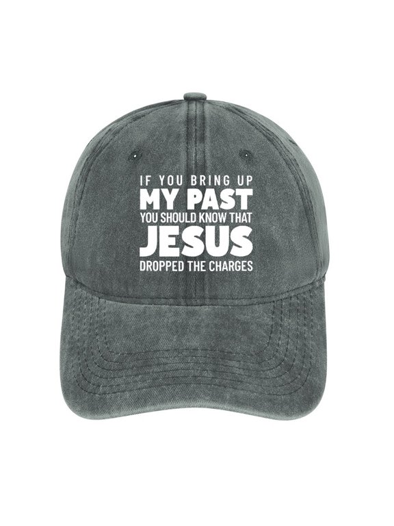 Jesus Dropped The Charges Gray Baseball Cap for Men Women, Adjustable Snapback Hats Cotton Hat