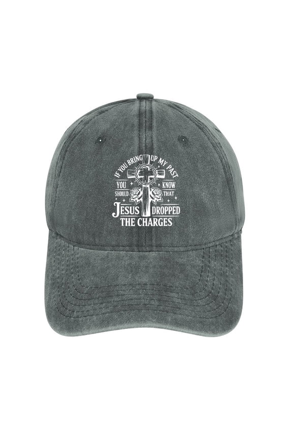 Jesus Dropped The Charges Gray Baseball Cap for Men Women, Adjustable Snapback Hats Cotton Hat