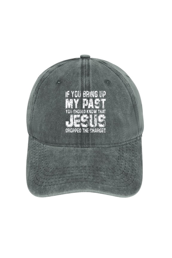 Jesus Dropped The Charges Gray Baseball Cap for Men Women, Adjustable Snapback Hats Cotton Hat