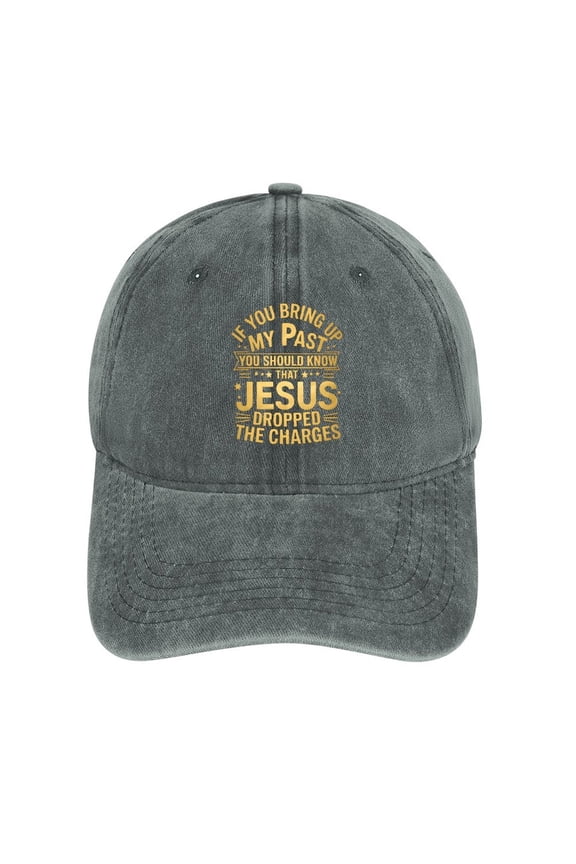 Jesus Dropped The Charges Gray Baseball Cap for Men Women, Adjustable Snapback Hats Cotton Hat