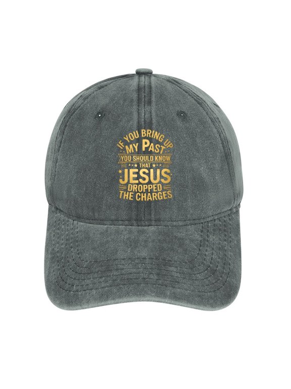 Jesus Dropped The Charges Gray Baseball Cap for Men Women, Adjustable Snapback Hats Cotton Hat