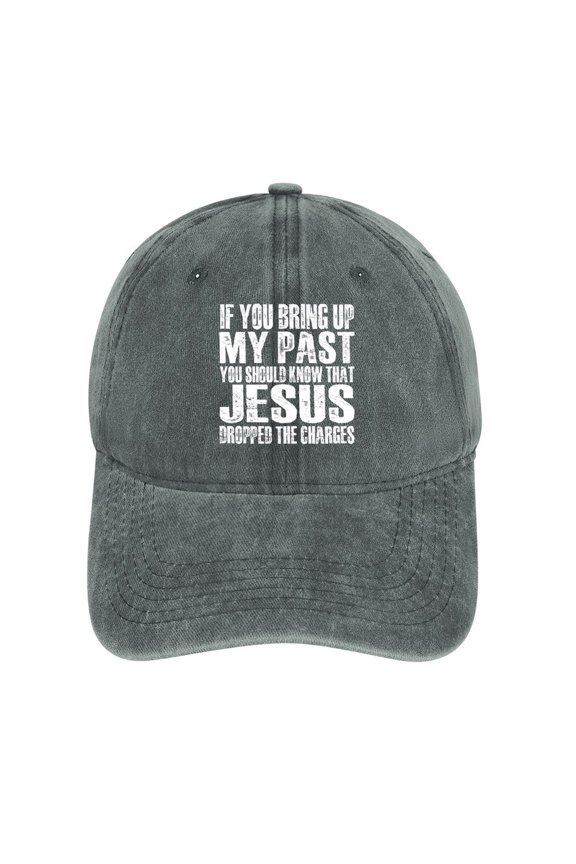 Jesus Dropped The Charges Gray Baseball Cap for Men Women, Adjustable Snapback Hats Cotton Hat