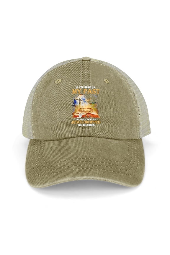 Jesus Dropped The Charges Khaki Baseball Cap for Men Women, Adjustable Snapback Hats Trucker Hat