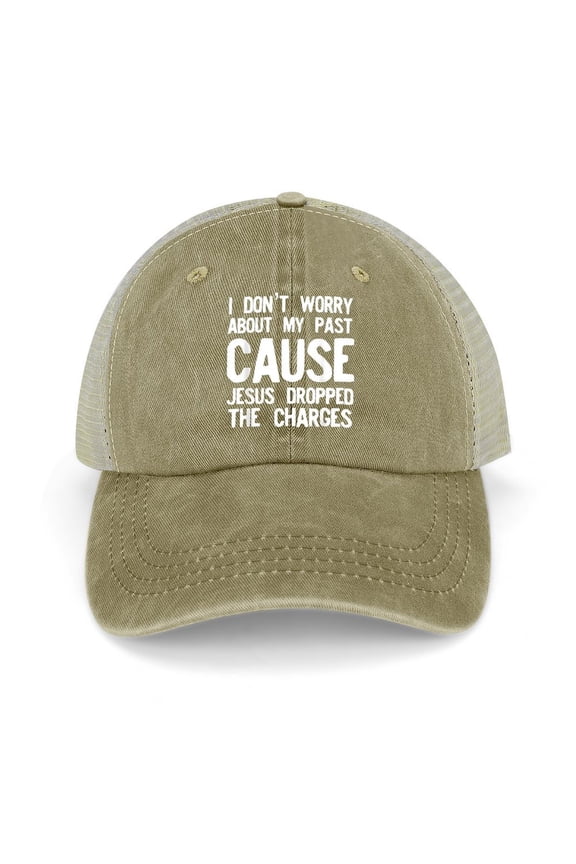 Jesus Dropped The Charges Khaki Baseball Cap for Men Women, Adjustable Snapback Hats Trucker Hat