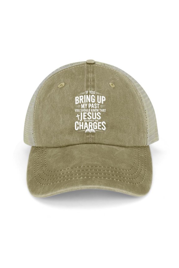 Jesus Dropped The Charges Khaki Baseball Cap for Men Women, Adjustable Snapback Hats Trucker Hat