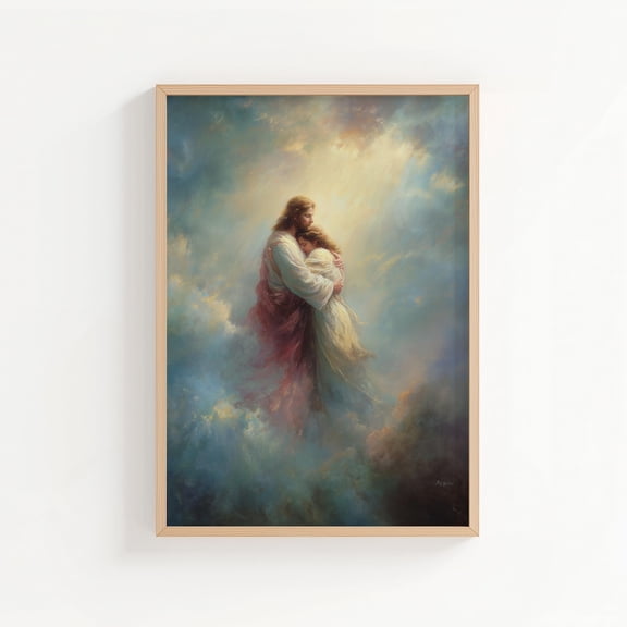 Jesus Embracing Crying Woman Cloud Wall Art