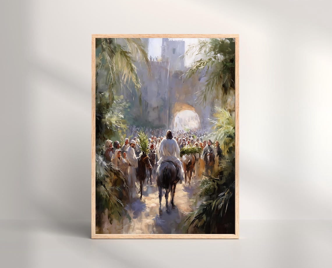 Jesus Enters Jerusalem Art Print Palm Sunday Christian Wall Decor ...