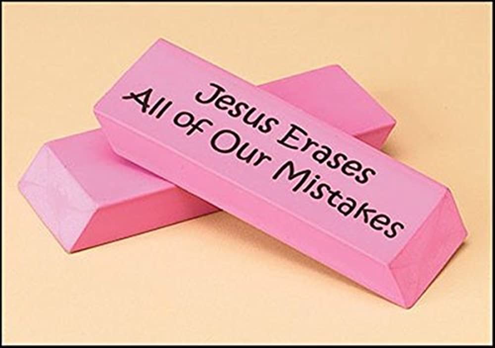 Jesus Erases All of Our Mistakes Jumbo Eraser, 5 1/2 Inch, Pack of 12