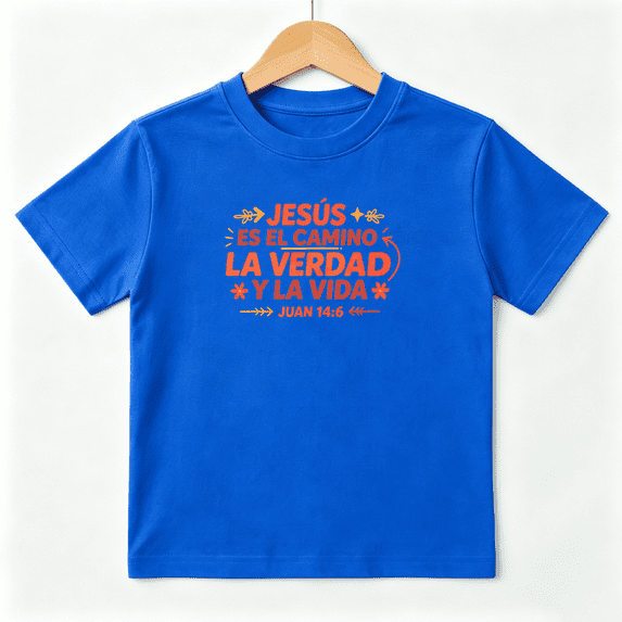 Jesus Es El Camino Spanish Verses Boys Graphic Tees Christian Gift Kids T-Shirt 100% Cotton Short Sleeve Tops Ages 4-13Y