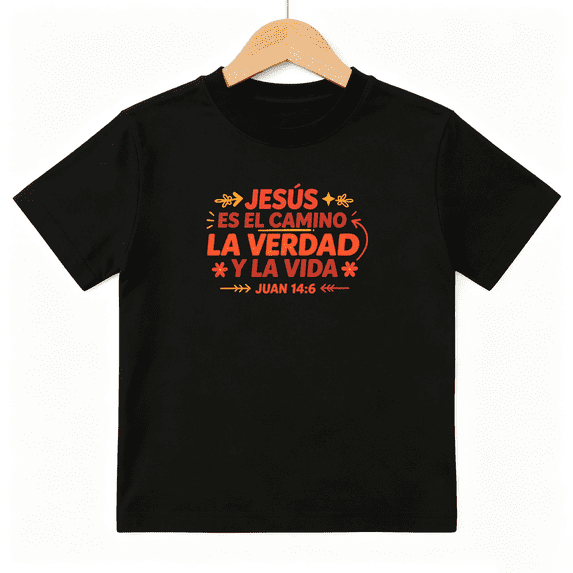 Jesus Es El Camino Spanish Verses Boys Graphic Tees Christian Gift Kids T-Shirt 100% Cotton Short Sleeve Tops Ages 4-13Y