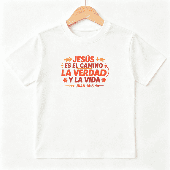 Jesus Es El Camino Spanish Verses Boys Graphic Tees Christian Gift Kids T-Shirt 100% Cotton Short Sleeve Tops Ages 4-13Y