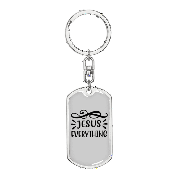 Jesus Everything Symbols Stainless Steel or 18k Gold Premium Swivel Dog Tag Keychain