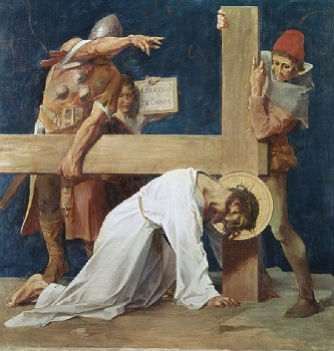 Jesus Falls the Second Time (7th Station of the Cross) 1898 Martin Feuerstein (1856-1931 French) Saint Anna Church Munich Germany Canvas Art - Martin Feuerstein (18 x 24)