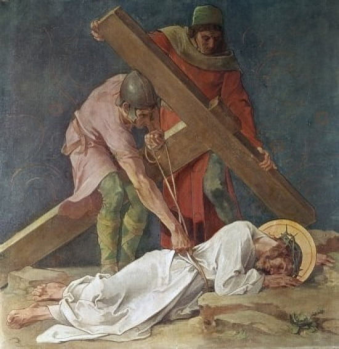 Jesus Falls the Third Time (9th Station of the Cross) 1898 Martin Feuerstein (1856-1931 French) Saint Anna Church Munich Germany Canvas Art - Martin Feuerstein (24 x 36)