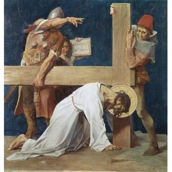 Jesus Falls the Second Time 7th Station of the Cross 1898 Martin Feuerstein 1856-1931 French Saint Anna Church - 18 x 24 in.