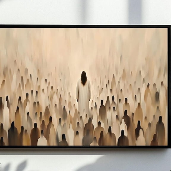 Jesus Feeds The 5000 Art, Horizontal, 5 Loaves Of Bread 2 Fish, Bible Wall Art, Christian Faith, Christian Art Home Decor UNFRAMED PAPER POSTER, Home Decor, Vintage Gift, Living Room Dercor