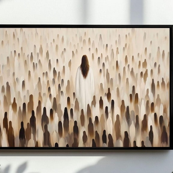 Jesus Feeds The 5000 Art, Horizontal, 5 Loaves Of Bread 2 Fish, Bible Wall Art, Christian Faith, Christian Art Home Decor UNFRAMED PAPER POSTER, Home Decor, Vintage Gift, Living Room Dercor