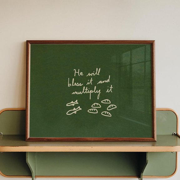 Jesus Feeds 5000 Print: Trendy Christian Decor, Fish And Loaves Poster UNFRAMED PAPER POSTER, Home Decor, Vintage Gift, Living Room Dercor