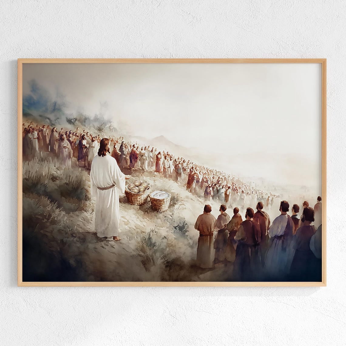 Jesus Feeds The 5000 Christian Scripture Bible Verse Horizontal Wall ...