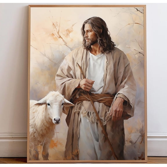 Jesus Finding The Lost Lamb, Lamb Of God Scripture Art, Lds Printable Bible Verse Art, Catholic Wall Decor, Instant Download, Jesus Portrait, Unframed Canvas Size 8x12