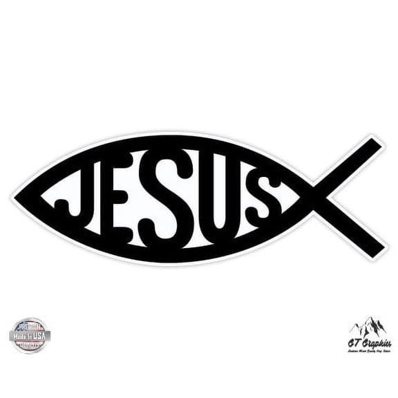 Jesus Fish Black - 12" Vinyl Sticker Waterproof Decal