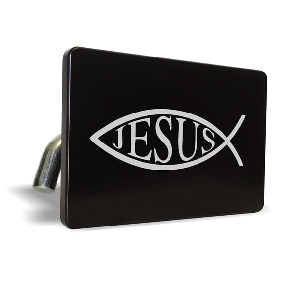 Jesus Fish (Design) Premium QuaIity Anodized Billet Aluminum Laser Etched UV Resistant Metal Trailer/Tow Hitch Cover for 2" Receivers, Luxury Product for Truck, SUV or Car