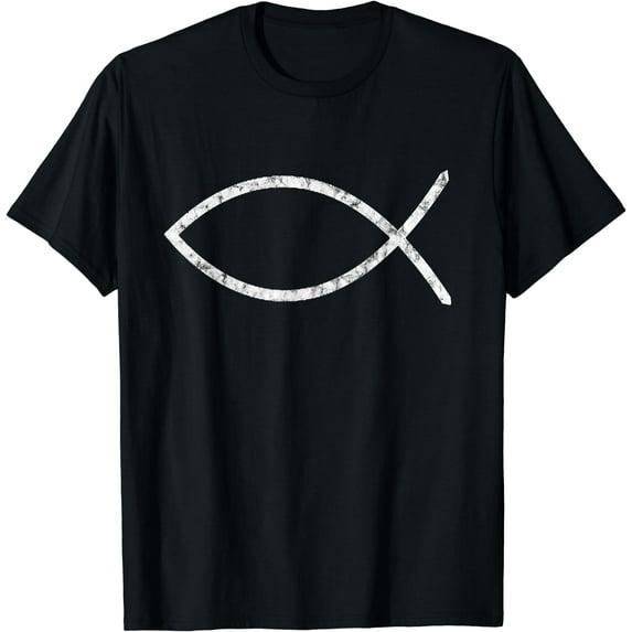 Jesus Fish Ichthy Ichthus Emblem Christian Faith Symbol T-Shirt Black 4X-Large